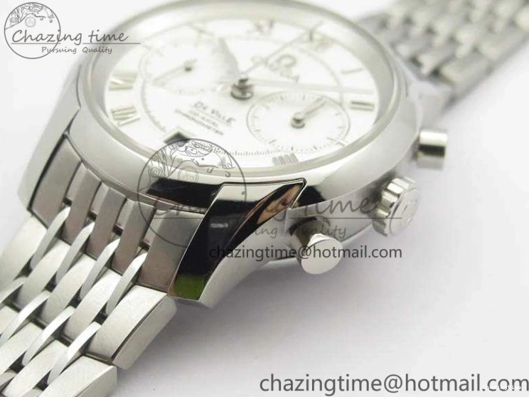 0427 HighQuality De Ville Chronograph SS OMF 1:1 Best Edition White Dial On SS Bracelet A 8151